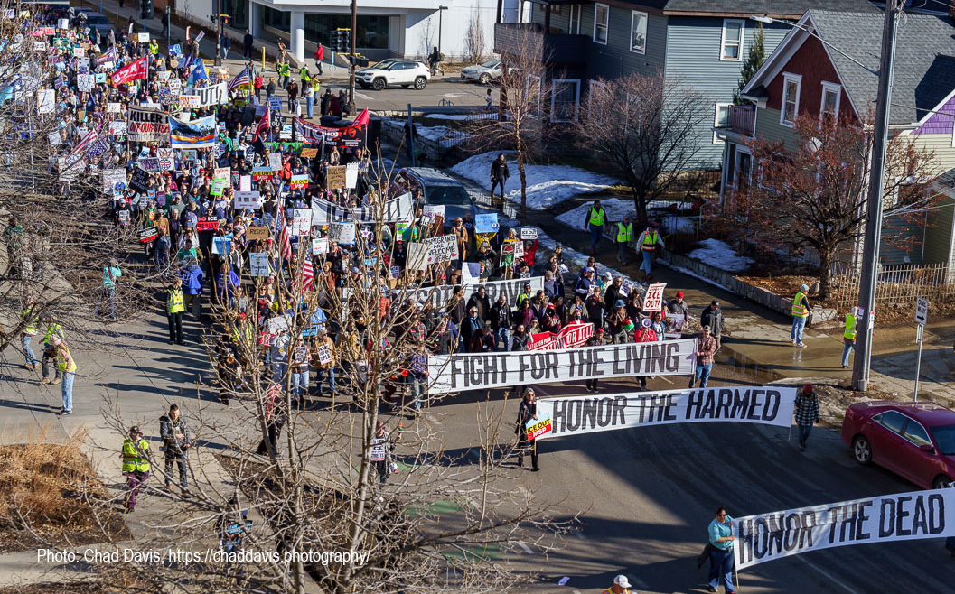 People marching in Minnesota following two deaths at the hands of federal agents