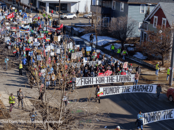 People marching in Minnesota following two deaths at the hands of federal agents